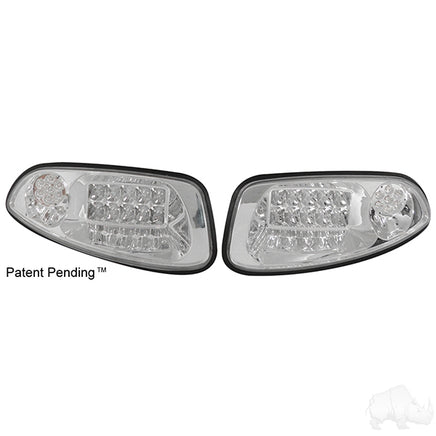 LGT-320LC - LED Clear Factory Style Headlights with Bezels, E-Z-Go RXV 08+