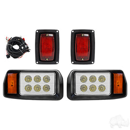 LGT-375L - RHOX LED Factory Style Light Kit w/ Plug and Play Harness, Black, Club Car DS 93+, 12-48V