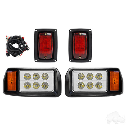 LGT-375L - RHOX LED Factory Style Light Kit w/ Plug and Play Harness, Black, Club Car DS 93+, 12-48V
