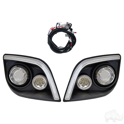 LGT-412L - RHOX LED Head Lights w/ RGBW Accent Lights, E-Z-Go Express Includes Retrofit Kit to OEM Harness
