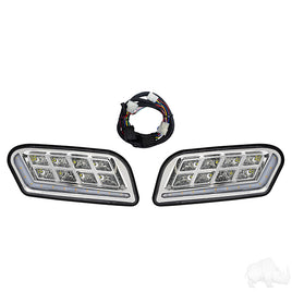 LGT-415L - RHOX LED Headlights w/RGBW Accent Lights and OE Retrofit Harness, Club Car Tempo, 12-48V