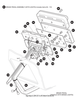 BRAKE,PEDAL,ECOAT,PCOAT,W/LIGHTS-WLDMNT - EZGO OEM | Canyon Lake Mobile
