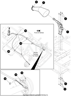 PARK BRAKE LEVER WITH CABLES, MWB - EZGO OEM | Canyon Lake Mobile