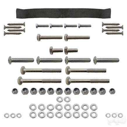 SEAT-724 - RHOX Replacement Hardware, SS Seat Kit, Club Car DS