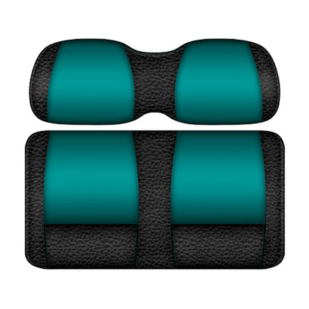 SEAT-DT1123-BTL - DoubleTake Veranda Front Cushion Set, Club Car Precedent 04+, Black/Teal