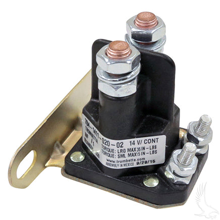 SOL-1003 - Solenoid, 14V 4 Terminal Silver, E-Z-Go TXT/Medalist 4 Cycle Gas 94+