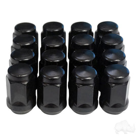 TIR-912S - Lug Nut, BOX OF 16, Flat Black Closed End Metric 12mm-1.25, OD 3/4"