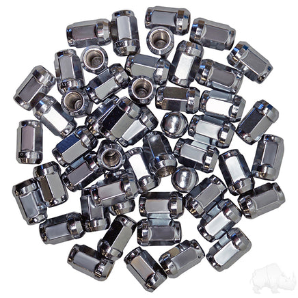 TIR-937-50 - Lug Nut, BOX OF 50, Chrome Closed End Standard 1/2"-202, OD 3/4"