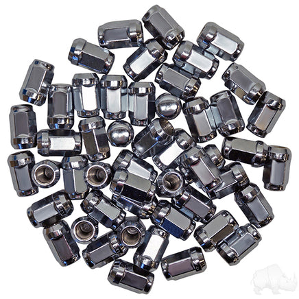 TIR-938-50 - Lug Nut, BOX OF 50, Chrome Closed End Metric 12mm-1.25, OD 3/4"