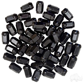 TIR-940-50 - Lug Nut, BOX OF 50, Gloss Black Closed End Metric 12mm-1.25, OD 3/4"