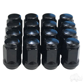 TIR-940S - Lug Nut, BOX OF 16, Gloss Black Closed End Metric 12mm-1.25, OD 3/4"