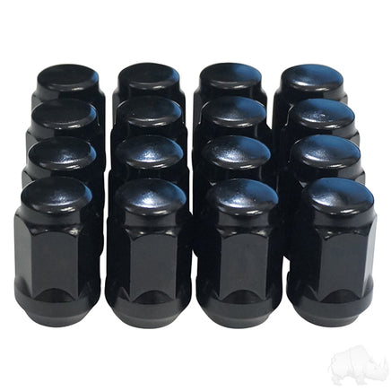 TIR-940S - Lug Nut, BOX OF 16, Gloss Black Closed End Metric 12mm-1.25, OD 3/4"