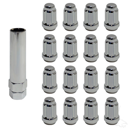 TIR-942S - Lug Nut Set of 16, Hexagon Socket Key, Chrome, Metric 12mm-1.25