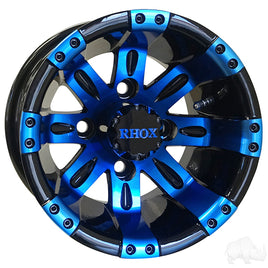 TIR-RX160-BBL - RHOX Vegas, Black w/ Blue w/ Center Cap, 10x7 ET-25
