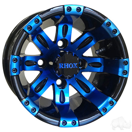 TIR-RX160-BBL - RHOX Vegas, Black w/ Blue w/ Center Cap, 10x7 ET-25