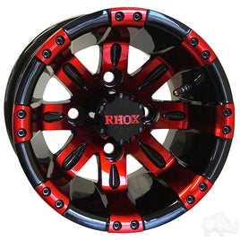 TIR-RX160-BR - RHOX Vegas, Black w/ Red w/ Center Cap, 10x7 ET-25
