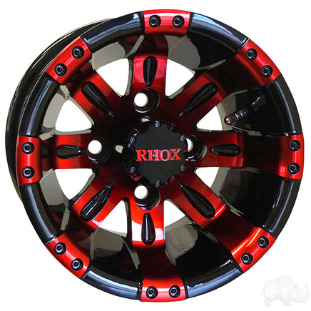 TIR-RX160-BR - RHOX Vegas, Black w/ Red w/ Center Cap, 10x7 ET-25