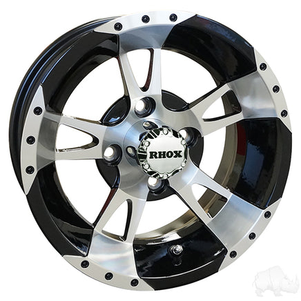 TIR-RX210 - RHOX RX210, Machined w/Black w/ Center Cap, 12x7 ET-25