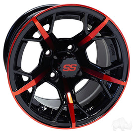 TIR-RX399-BR - RHOX RX399, Gloss Black with Red, 12x7 ET-25