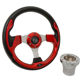 STEERING WHEEL KIT, RED/RALLY 12.5 W/CHROME ADAPTER, YAMAHA