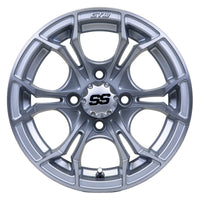 Wheel, Spyder 12x7 Silver Brush W/SS Cap