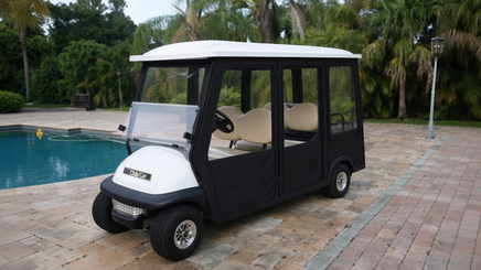 DoorWorks 6-passenger hinged door enclosure in Jet Black on Club Car Precedent