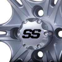 Wheel, Spyder 14x7 Silver Brush W/SS Cap