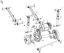 Kandi Kruiser Element OEM Rear Axle, Motor & Suspension Components (4P)