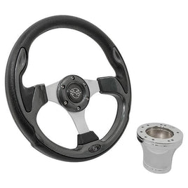 STEERING WHEEL KIT, CARBON FIBER/RALLY 12.5 W/CHROME ADAPTER